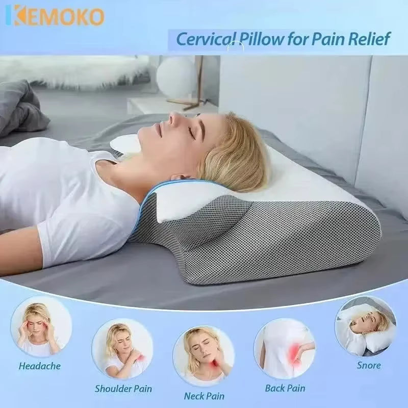 Novara Ergonomic Butterfly Cervical Pillow — Memory Foam Side Sleeper Support